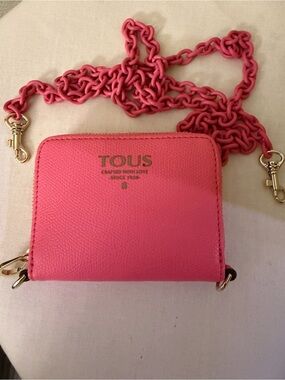 TOUS Pink Mini Crossbody Wallet with Chain Strap